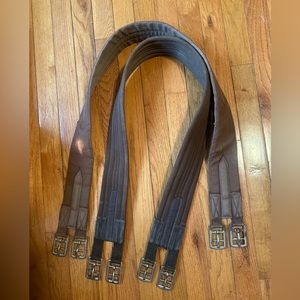 LOT Of 2 Synthetic Fabric Horse Girths Brown Non-Elastic SS Buckles 50” And 51”L